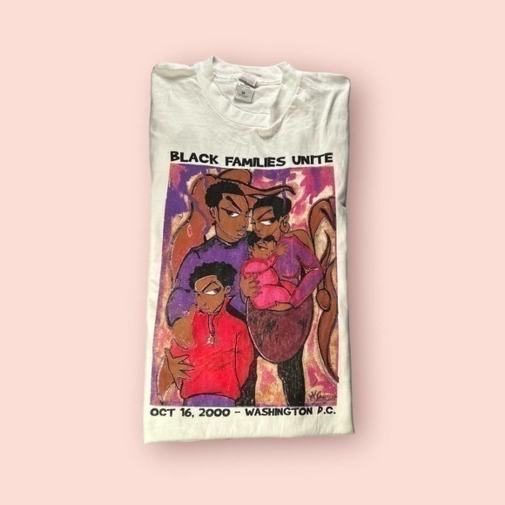 Vintage 2000 Black Love Family Art Graphic Tshirt Size XL - "Aubrey"